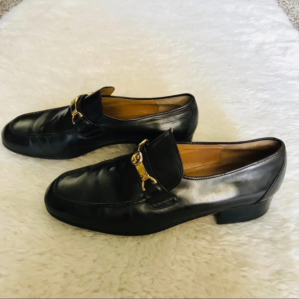 Gucci Dark Brown Loafers/Slips On w/ GG Logo Dress Men’s Shoes 42.5 US 8.5 - Picture 2 of 15